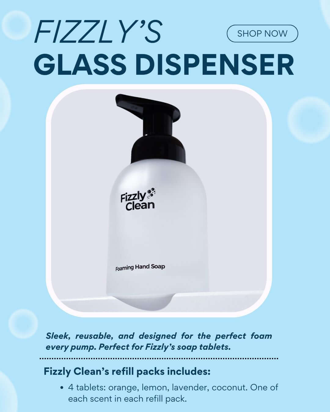Glass Foaming Hand Soap Dispenser –Eco-Friendly & Refillable