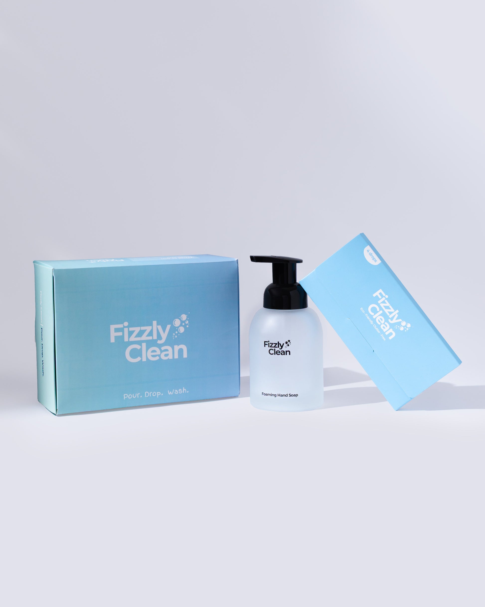 Eco-friendly hand soap tablets with Fizzly Clean foaming dispenser
