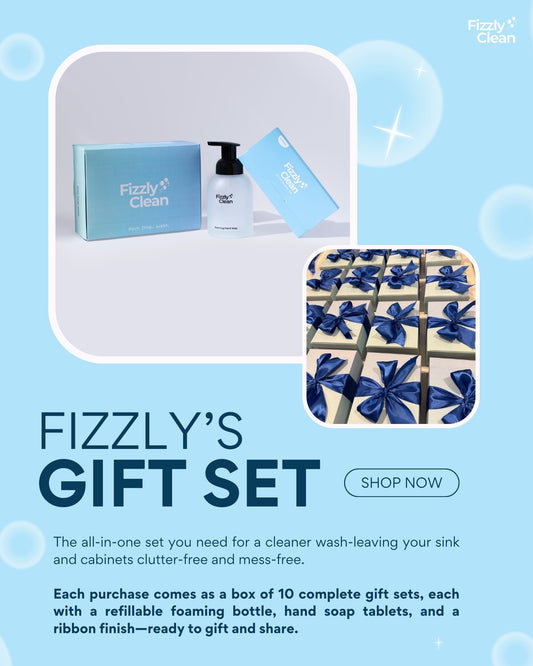 Fizzly Clean Gift Set - eco-friendly hand soap gift box with foaming dispenser